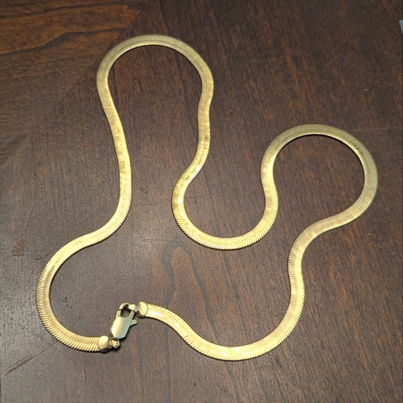 Vintage Jewelry - Vintage 14k Gold Overlay Herringbone Chain Necklace 24"